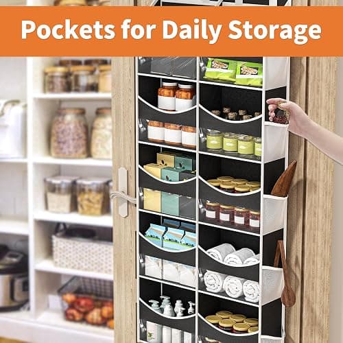 Aokeyee 5 Tiers Over the Door Storage Organizer, Behind Door Storage for Baby Nursery, 80lb Capacity Door Hanging Organizer with 10 Compartments & 10 Mesh Pockets for Closet, Bedroom, Bathroom, Toys thumbnail 6
