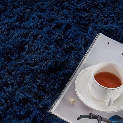 TABAYON Shaggy Navy Blue Rug, 2x3 Area Rugs for Living Room, Anti-Skid Extra Comfy Fluffy Floor Carpet for Indoor Home Decorative thumbnail 3