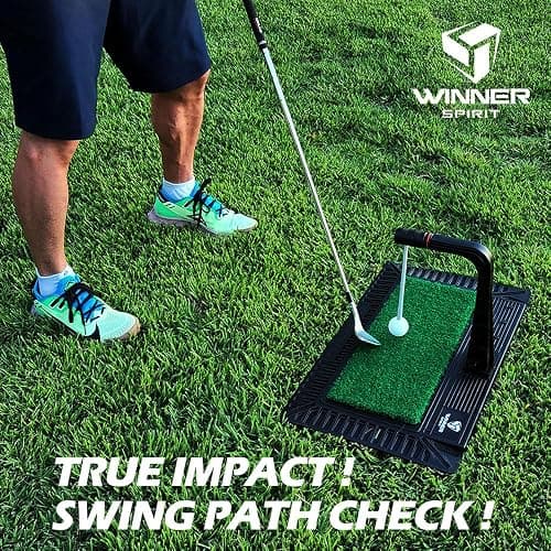 WINNER SPIRIT Real Swing 300 Golf Swing & Hitting Trainer, True Impact, Checking Path After Swing Practice Mat Groover Training Aid, Height Adjustable thumbnail 2