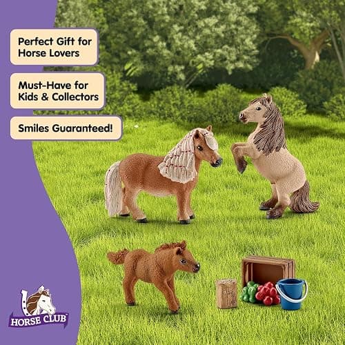 Schleich Horse Club - 8 PC Miniature Shetland Pony Family Playset - Mare, Stallion, and Baby Mini Horse Figurines and Accessories - Realistic Equestrian Toys for Girls and Boys Ages 5+ | 41432 thumbnail 6