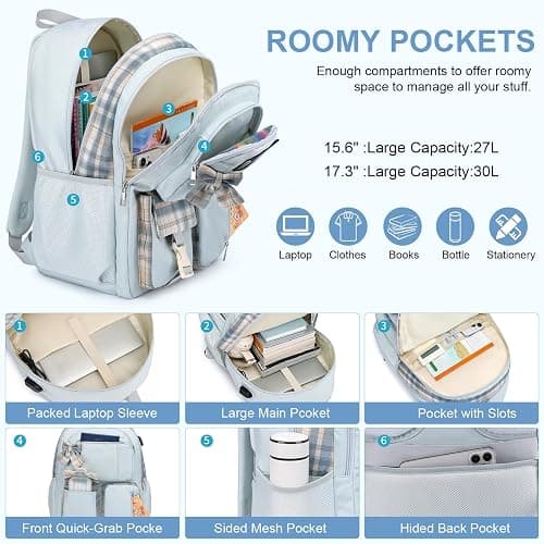 Bagsupra School Backpack for Teen Girls,Bookbag Cute Schoolbag Women for Middle High School College Student thumbnail 3