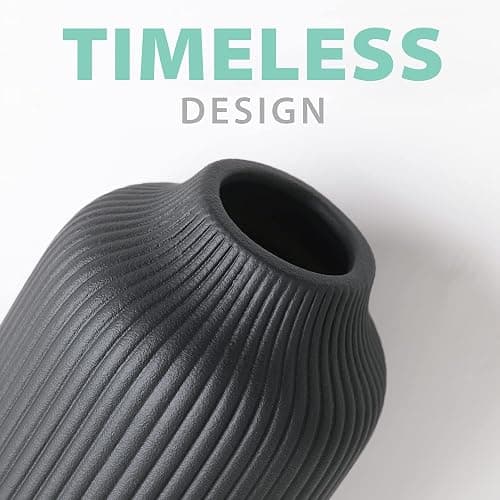 flature Ceramic Vase in Nordic Style, Decovase Large for Pampas Grass as Boho Deco, Vase Black Matt 8 inch for Flowers, Scandinavian Design Home Decoration for Fresh Flowers, Dried Flowers (Size M) thumbnail 6