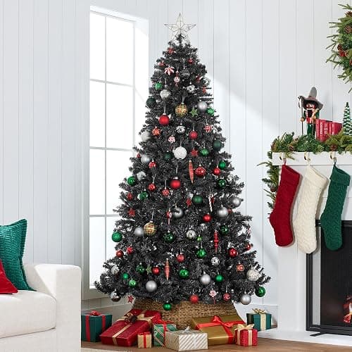 Best Choice Products Artificial Christmas Tree, 6ft Premium Pre-Lit Realistic Spruce Holiday Décor w/Dense Branches, Metal Base - Black Spruce thumbnail 2