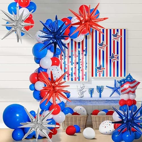 HILAVO 6PCS Star Balloons, 22Inch Huge Red Blue White Star Balloons Spike Cone Balloon for 4th of July Independence Day USA Patriotic Party Decorations thumbnail 4