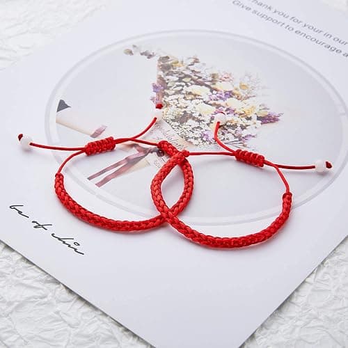 Desimtion Christmas Couples Bracelets Red String of Fate Matching Bracelets for Couples Gifts for Him and Her, Long Distance Relationship Gifts for Boyfriend and Girlfriend thumbnail 2