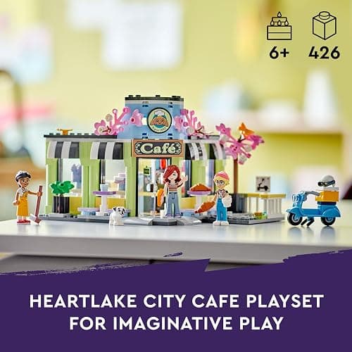LEGO Friends Heartlake City Café Toy for Kids, Bakery Building Set, Birthday Gift Idea for 6 Plus Year Old Girls and Boys, with 3 Mini-Dolls and a Dog Figure 42618 thumbnail 4