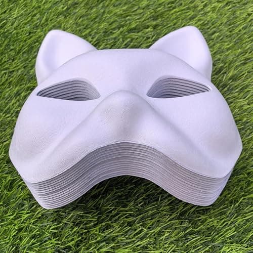 XIPEGPA Therian Masks White Paper Cat Masks to Painted Animal Cosplay Facemask Masquerade Mask Costume Prop for DIY Painting thumbnail 7