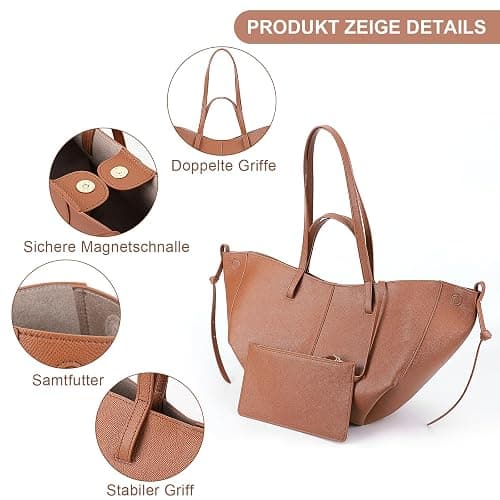 GSenhui Tote Bag Handtasche Damen Umhängetasche Große Shopper Tasche PU Leder Schultertasche mit Geldbörse Henkeltaschen Gross Tragetasche für Reisen Einkauf Geschenk thumbnail 5