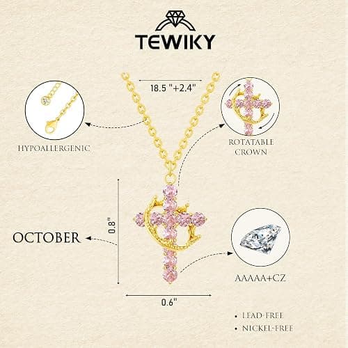 Tewiky Christian Gift Stocking Stuffers Cross Necklace for women-Dainty 14k Gold Plated/Silver Plated Pendant Necklaces Simple Cute Tiny Necklace Jewelry for Women thumbnail 2