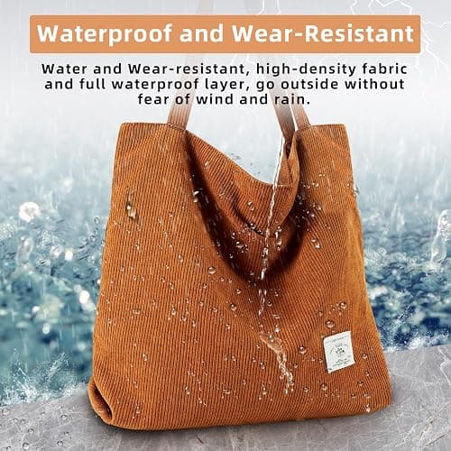 KALIDI Women Corduroy Tote Bag- Cream White thumbnail 4