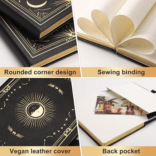LOAPEM Lined Journal for Women Men, 192 Pages A5 Notebook Journal, Hardcover Notebook with 100Gsm Thick Pages, Leather Note Book for Writing, Travel, Business, Office, Prayer 5.7 x 8.3,Black thumbnail 4