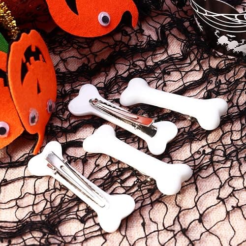 Lurrose 4Pcs Dog Bone Alligator Hair Clips Bones Pebble Barrette Halloween Hair Pins Cosplay Party Accessories thumbnail 7