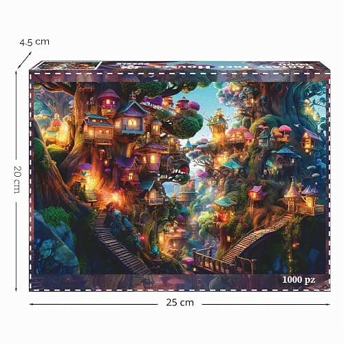 Puzzle 1000 pezzi, puzzle per adulti, un puzzle impegnativo, giochi di puzzle per tutto per le donne, regali per gli uomini, Tema: case sull'albero di fantasia thumbnail 4