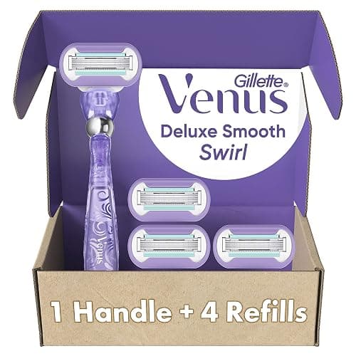 Gillette Razor for Women, Venus Razors Extra Smooth Contour, 5-Blade Cartridges, 1 Handle + 4 Refills + Pivoting Head + Shower Holder - Image 1