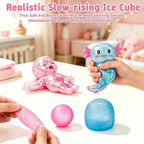 4PCS Squishy Glitter Squeeze set, Cute Glitter Malt Sugar Ultra-Soft Slow Rising Stretchy Stress Ball,Axolotl,Baby,Sensory Squishy with Slow Rebound Satisfying Feel, Birthday & Classroom Prizes (4pcs) thumbnail 5