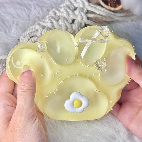Pawfect Tail Big Taba Squishy Cat Paw, 5 in Large Paw Squeeze Toy for Stress Relief and Relax, Sticky Squishies Fidget Toys for Party Favors Novelty Things Birthday Gift (Yellow) thumbnail 6
