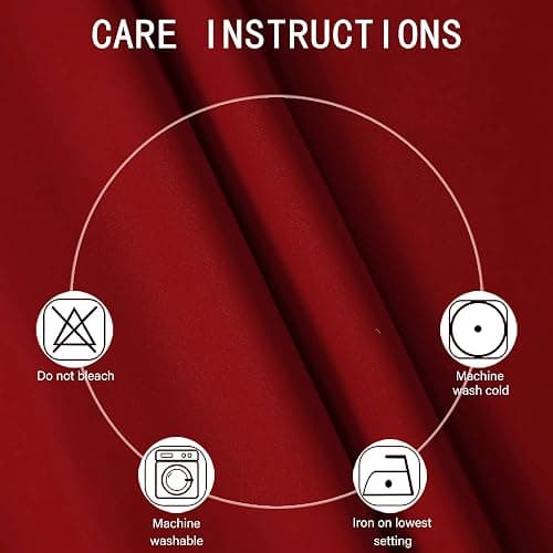 LEMOMO Red Curtains 52 x 84 Inch Long/Blackout Curtains Set of 2 Panels/Room Darkening Thermal Insulated Bedroom Curtains Drape thumbnail 5
