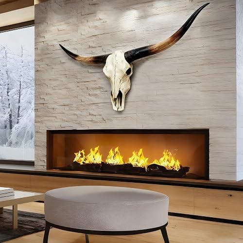 JUNTHORB 70in Longhorn Wall Decor, Extra Large Authentic Croissant，Cow Skull Wall Decor，cow horns, cow horn wall decoration, long horn skull，Handmade Farmhouse Decor thumbnail 7