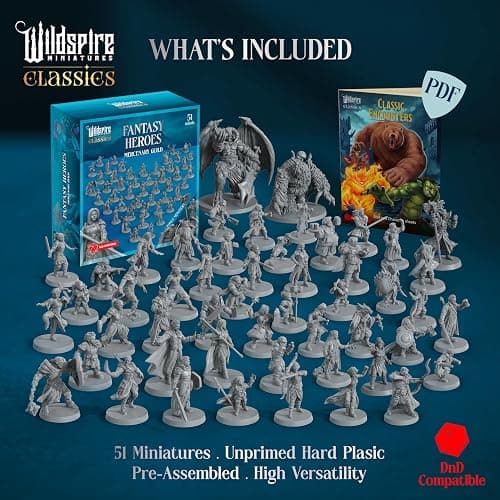 Classic Heroes - Mercenary Guild - 51 Paintable Characters for DND Miniatures Bulk I 28mm Dungeons Dragons D&D Miniatures I DND Minis D&D Figures Dungeons Dragons Figures Pathfinder Compatible thumbnail 3