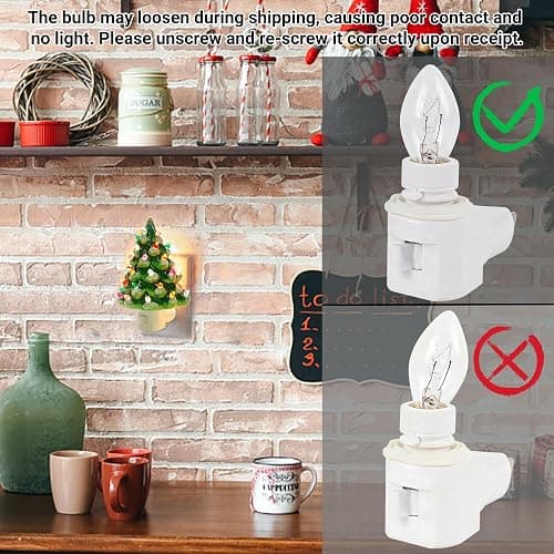 Hausse Christmas Ceramic Tree Night Light, Decorative Snow Covered Xmas Tree Nightlight with Lamp, Multicolor Bulbs & 360 Degree Swivel Plug with ON/Off Switch for Home Bathroom Bedroom Decor thumbnail 4