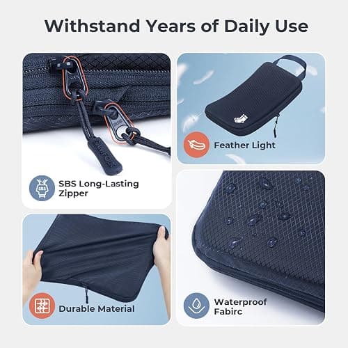 Compression Packing Cubes 8 Set Travel Organizer, Waterproof Travel Packing Cubes for Carry on Luggage Compression Cubes Travel Essentials Blue thumbnail 3