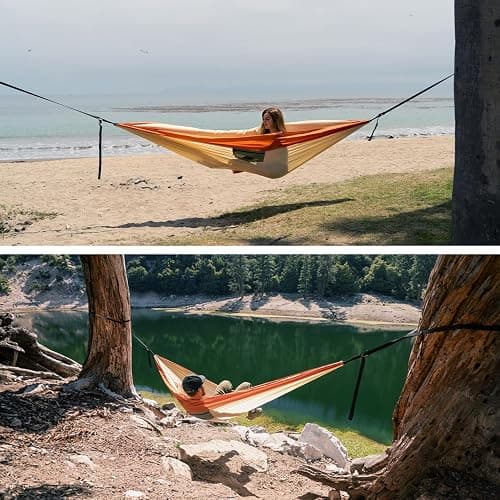 WHTE MOSS Suparpine I Hammock for Camping with Straps Included (Light Orange, Single) thumbnail 2