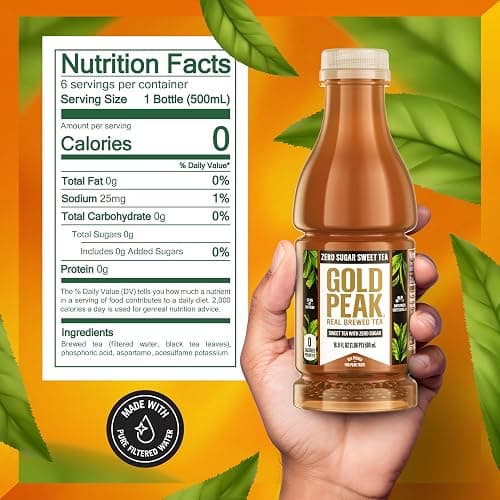 Gold Peak Iced Tea, Zero Sugar Sweet Tea Bottles, 16.9 fl oz, 6 Pack thumbnail 8