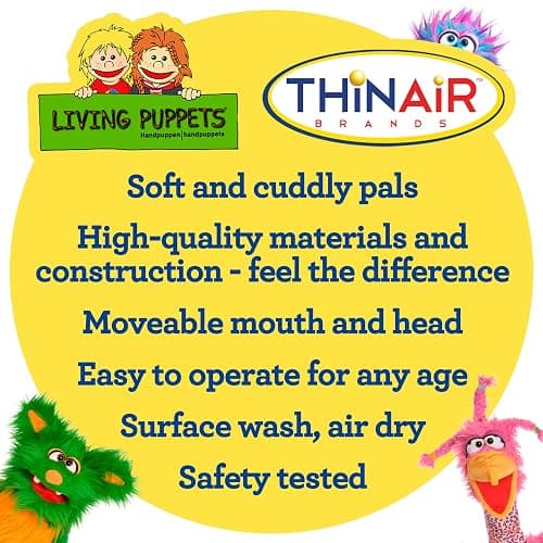 Living Puppets - Artie the Coyotte Large 27-Inch Plush Hand Puppet for Boys and Girls thumbnail 4