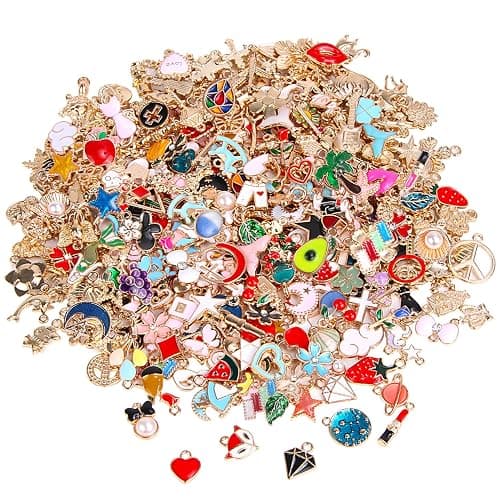SANNIX 350Pcs Bracelet Charms Jewelry Making Charms Assorted Gold Plated Enamel Pendants for DIY Necklace Bracelet Earring Craft Supplies thumbnail 2