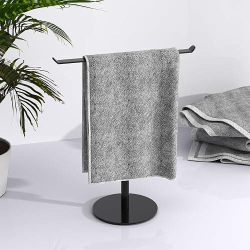 Towel Rack T-Shape Hand Holder for Bathroom,Headband and Lightweight Bathroom Racks,Kitchen Black Holder,Stainless Steel Waterproof Counter Organizer thumbnail 6