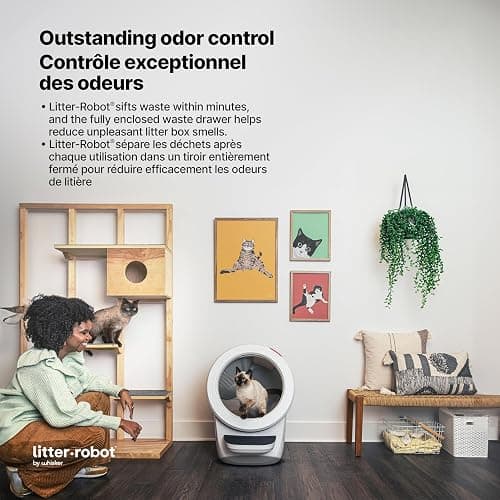 Litter-Robot 4 Beginner Bundle by Whisker, White - Automatic, Self-Cleaning Litter Box, Includes Litter-Robot, Fence, Mat, 2 OdorTrap Pack Refills, 25 Waste Drawer Liners & 1 Year of WhiskerCare thumbnail 5