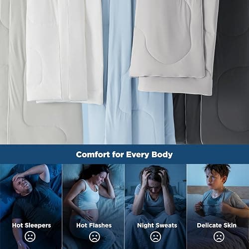 Bedsure Cooling Blankets for Hot Sleepers - Cooling Comforter, Lightweight Cold Summer Blanket for Night Sweats, Ice Breathable Comforter for Couch, Grey, 50x60 Inches thumbnail 7