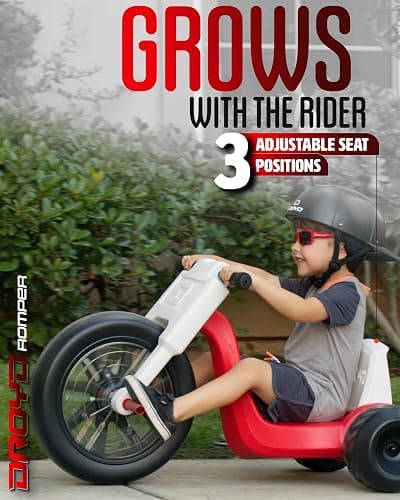Droyd Romper Electric Tricycle for Kids 3+ Years, 24V Toy 3-6 MPH Max Speed & 45 Mins Max Long Lasting, Parental Speed Control Safe Trike with Adjustable Seat & LED Lights for Kids Gifts thumbnail 2