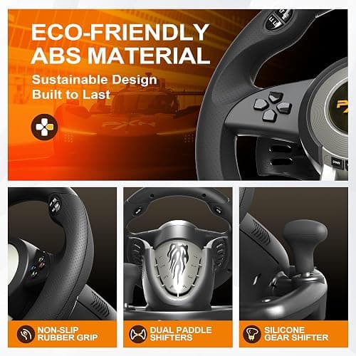 PXN V3 Pro Gaming Steering Wheel with Pedals | Dual Motor Vibration Feedback, Beginner Sim Racing Wheel for PC, PS4, Xbox Series S, Xbox Series X, Xbox One and Switch thumbnail 5
