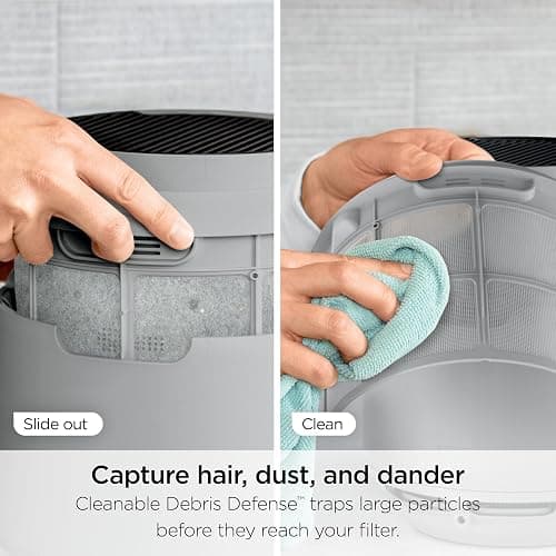 Shark Air Purifier for Home, NeverChange Compact Pro, for Bedroom, Nursery, Home Office, Dorm, HEPA-Exceeding Filter, Captures Pollutants, Pet Dander, Dust, Odor, Smoke, and More, HP071BRN, Winter Fog thumbnail 10