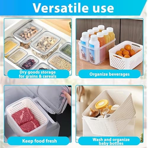 Pure Future 24-Piece Set (12-Pack) Fruit & Food Storage Containers for Fridge with Removable Colanders - Airtight Produce Saver, Organizers, BPA-Free, Freezer/Microwave Safe thumbnail 6