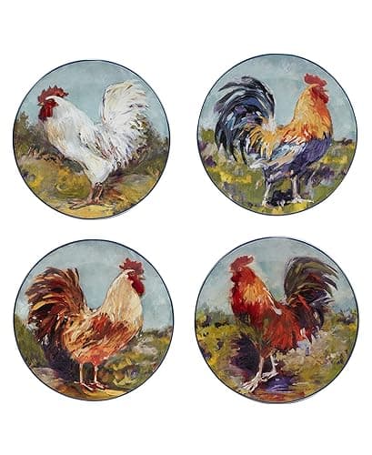 Certified International Rooster Meadow 9" Salad/Dessert Plates, Multicolored, Medium, Set of 4 - Image 1
