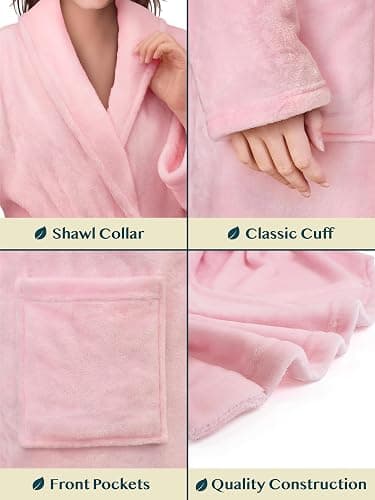 PAVILIA Womens Robe Fleece Plush Soft, Fluffy Fuzzy Cozy Warm Bathrobe, Shower Spa House Long Robe for Women thumbnail 3