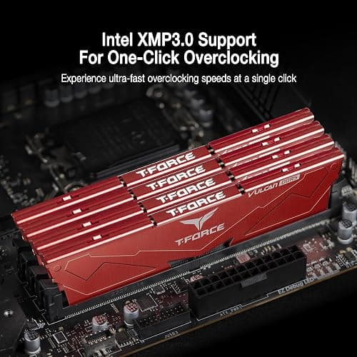 TEAMGROUP T-Force Vulcan DDR5 32GB (2x16GB) 6000MHz (PC5-48000) CL38 Intel XMP 3.0 & AMD Expo Compatible Desktop Memory Module Ram Red FLRD532G6000HC38JDC01 thumbnail 3