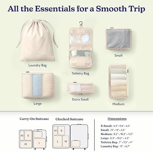 Vandel Compression Packing Cubes for Women, Set with Hanging Toiletry Bag | TSA Approved, Includes Laundry Bag, Compressible Carry On Suit Case Organizer Luggage Packing Cubes for Travel Organizer thumbnail 3