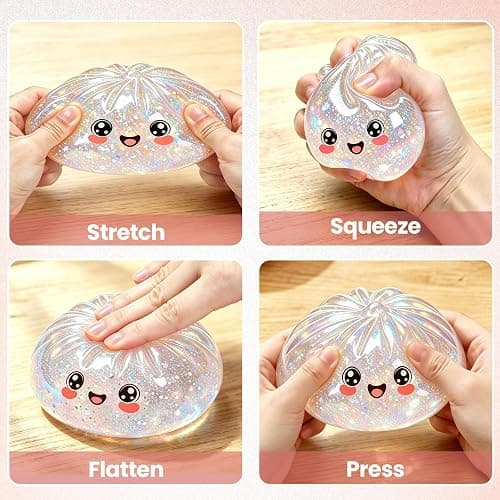 6PCS Glitter Squishy Toy, Crazy Fun Squishy with Box, Stretchable Squeeze Stress Balls Fidget Sensory Squishy for Holiday thumbnail 4