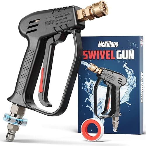McKillans® Short Pressure Washer Gun with Swivel - High Pressure Water Handle with 3/8" Male Plug and 1/4” Quick Connector Coupler - Power Washer Gun Compatible with Foam Cannon - Car Wash Foam Gun - Image 1