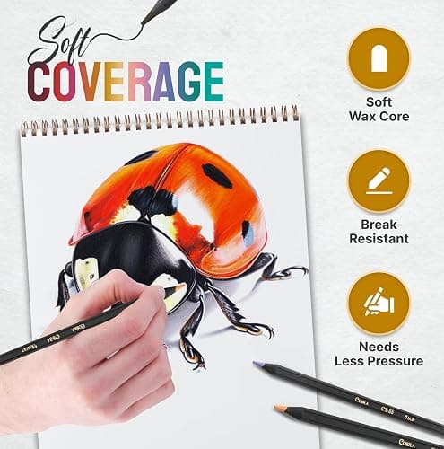 Black Widow Coloring Pencils for Adults – 24 Wax Soft Core Colored Pencils for Adult Coloring Books – Vibrant Color Pencil Set (Cobra Set) thumbnail 5