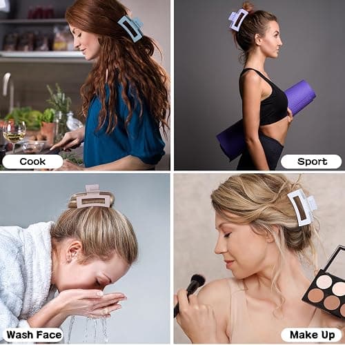 Sisiaipu 12 Pcs Medium Hair Clips, 3.5 Inch, Colorful - Hair Clips for Thick and Thin Hair, Square Claw Clips, Jaw Clips, Bulk Hair Accessories for Women and Girls thumbnail 7