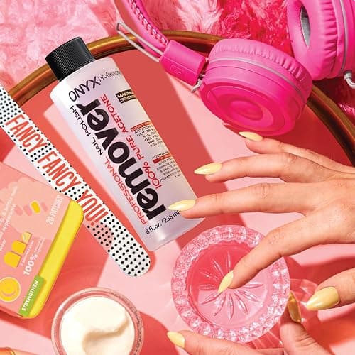 Onyx Professional 100% Pure Acetone Nail Polish Remover Kit with 7 inch Nail File, 8 fl oz - Made in USA, Maximum-Strength Gel Polish Remover, Artificial & Glitter Nail Polish thumbnail 6