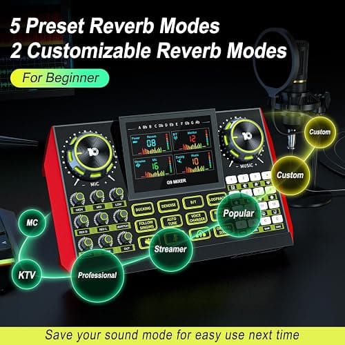Podcast Microphone Bundle with Live Sound Card Audio Mixer, Podcast Equipment Bundle Sound Board with 3.5mm Condenser Microphone for Pc/Phone Live Streaming Singing Gaming,Voice Changer, Denoise thumbnail 4
