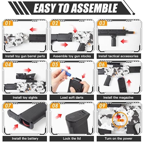 Realistic Sniper Rifle Toy Guns for Nerf Guns Bullets, Electric Foam Blaster Toy Set with Scope, 120 Soft Darts and 3 Magazines, Kids Semi Automatic Machine Toy Gun for Boys 8-12 Old thumbnail 6