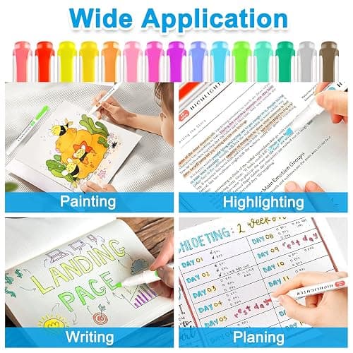 Funnasting Highlighters Pens, 15 Colors Mild Highlighters, Dual Tip Colourful Highlighter, Pastel Marker Set, Stationary Supplies Perfect for Highlighting, Underlining and Colouring thumbnail 7