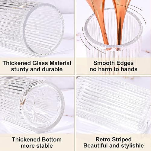 DASITON Makeup Brush Holder Organizer, Crystal Glass Makeup Brushes Storage Holder, Vintage Make Up Brush Cup for Vanity, Pen Pencil Holder for Desk, Toothbrush Holders for Bathroom (Clear L) thumbnail 7