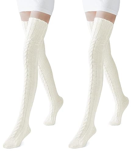 Pcavin Women's Thigh High Socks Over the Knee Cable Knit Boot Socks, Long Warm Fashion Leg Warmers Winter thumbnail 3
